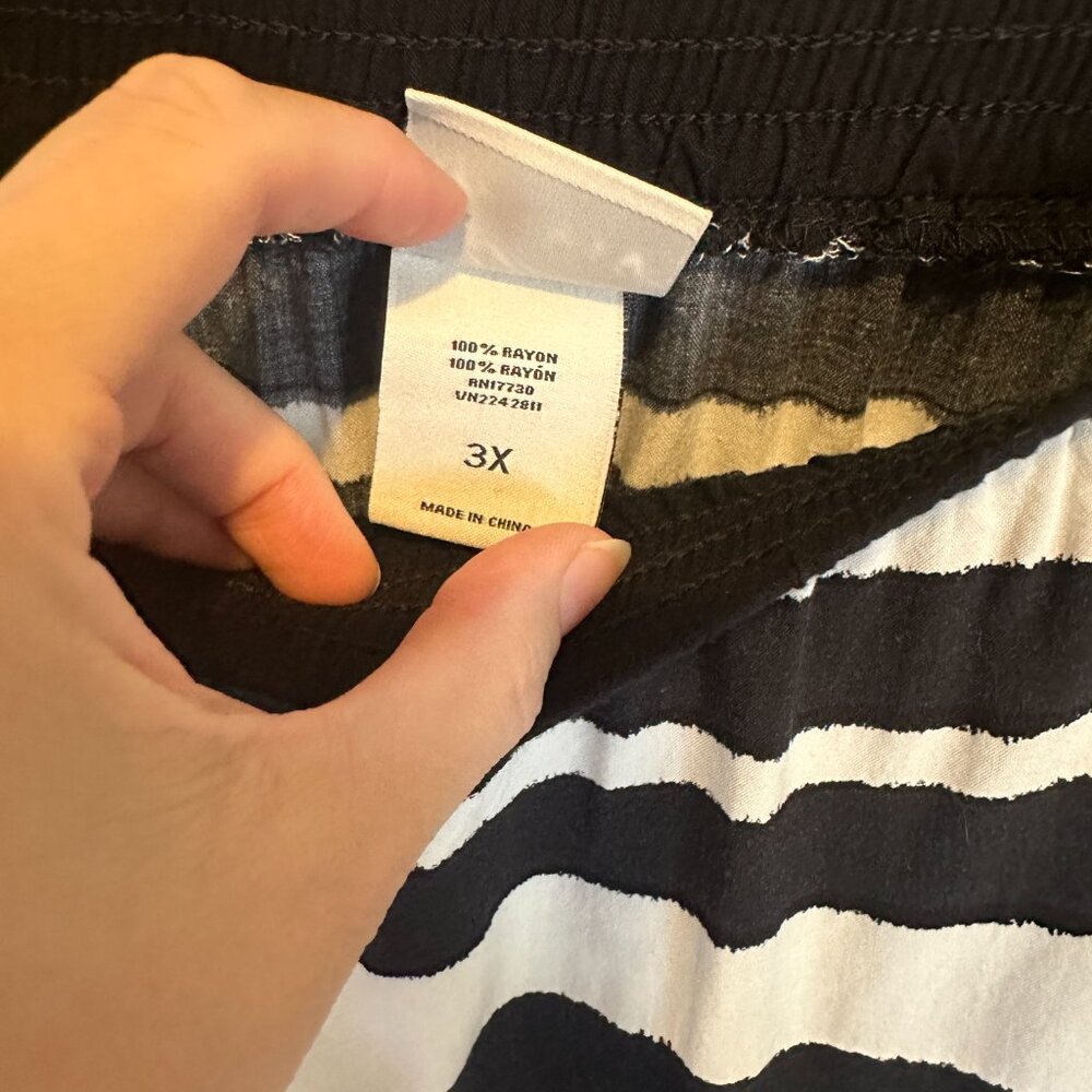Ava & Viv 3X Striped Midi Skirt Black White Flowy Pull On Plus Size NWOT - Picture 8 of 11